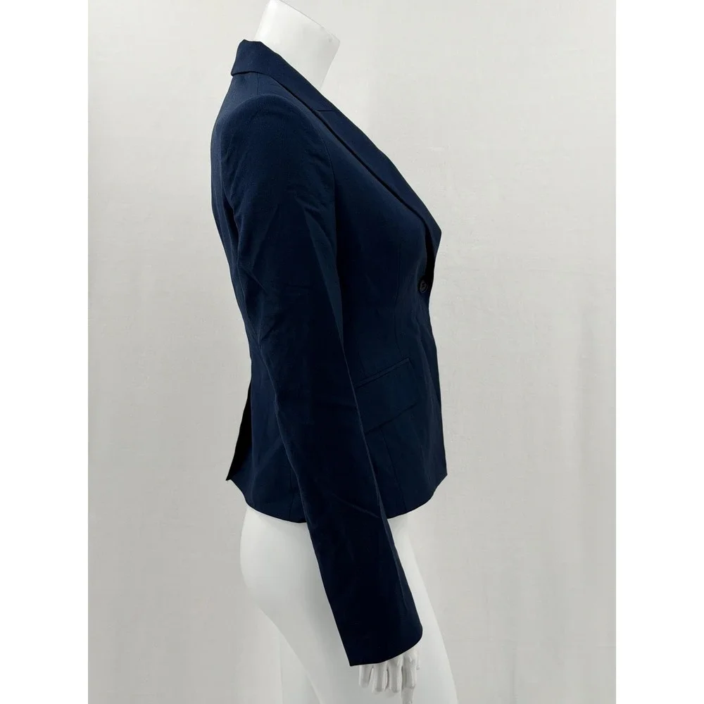 Theory Blazer Womens 2 Navy Brince Wool Stretch Suit‎ Jacket Minimalist Office